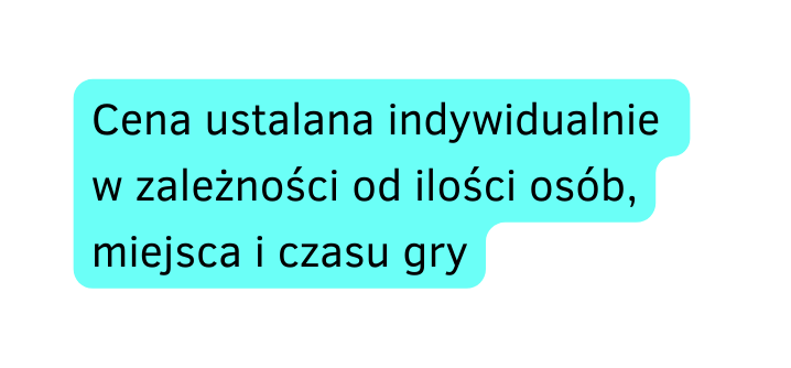 Cena ustalana indywidualnie w zależności od ilości osób miejsca i czasu gry